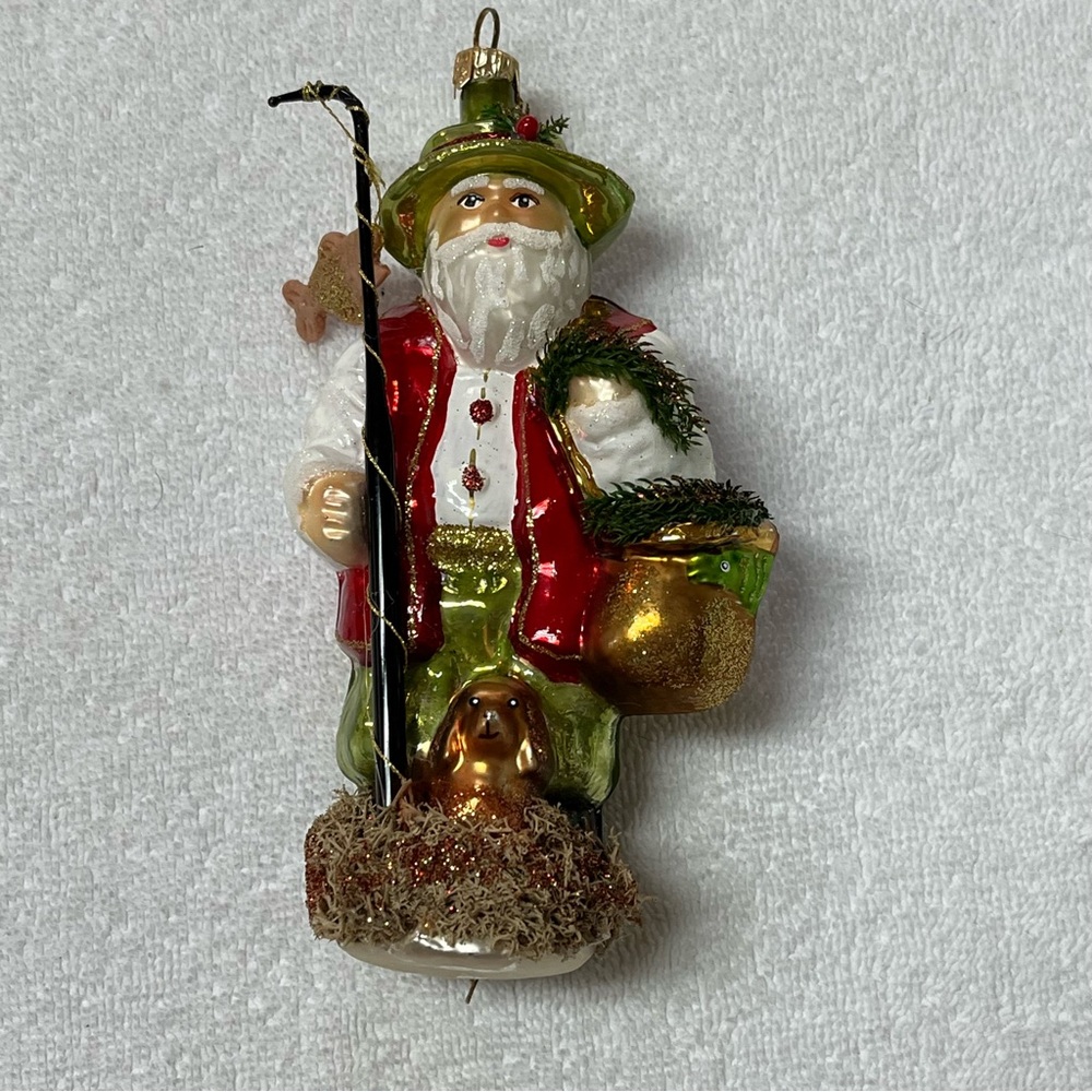 Old world Christmas Santa fishing ornament